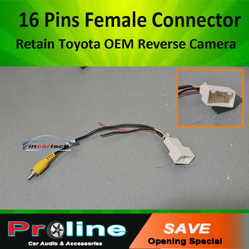 Fit Toyota 16 pins reverse camera plug female adapter install aftermarket radio