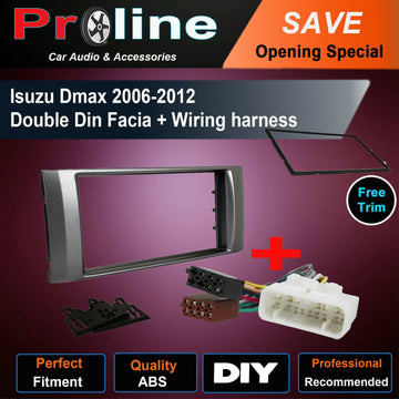 Double-DIN Facia Kit Fascia Surround Isuzu Dmax D-max 2006-2011 wiring harness