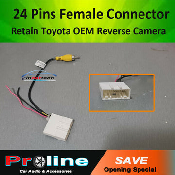 Fit Toyota 24 pins reverse camera plug female adapter install aftermarket radio
