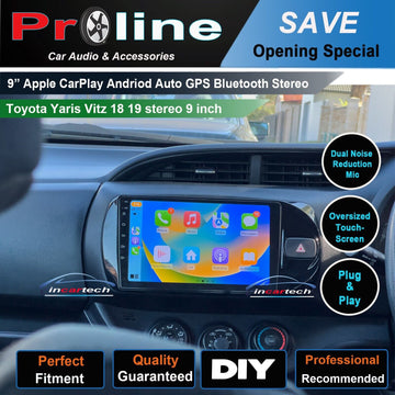 Toyota Yaris Vitz 2015-2019 Stereo Wireless Apple CarPlay Android Auto Round Hazard Switch