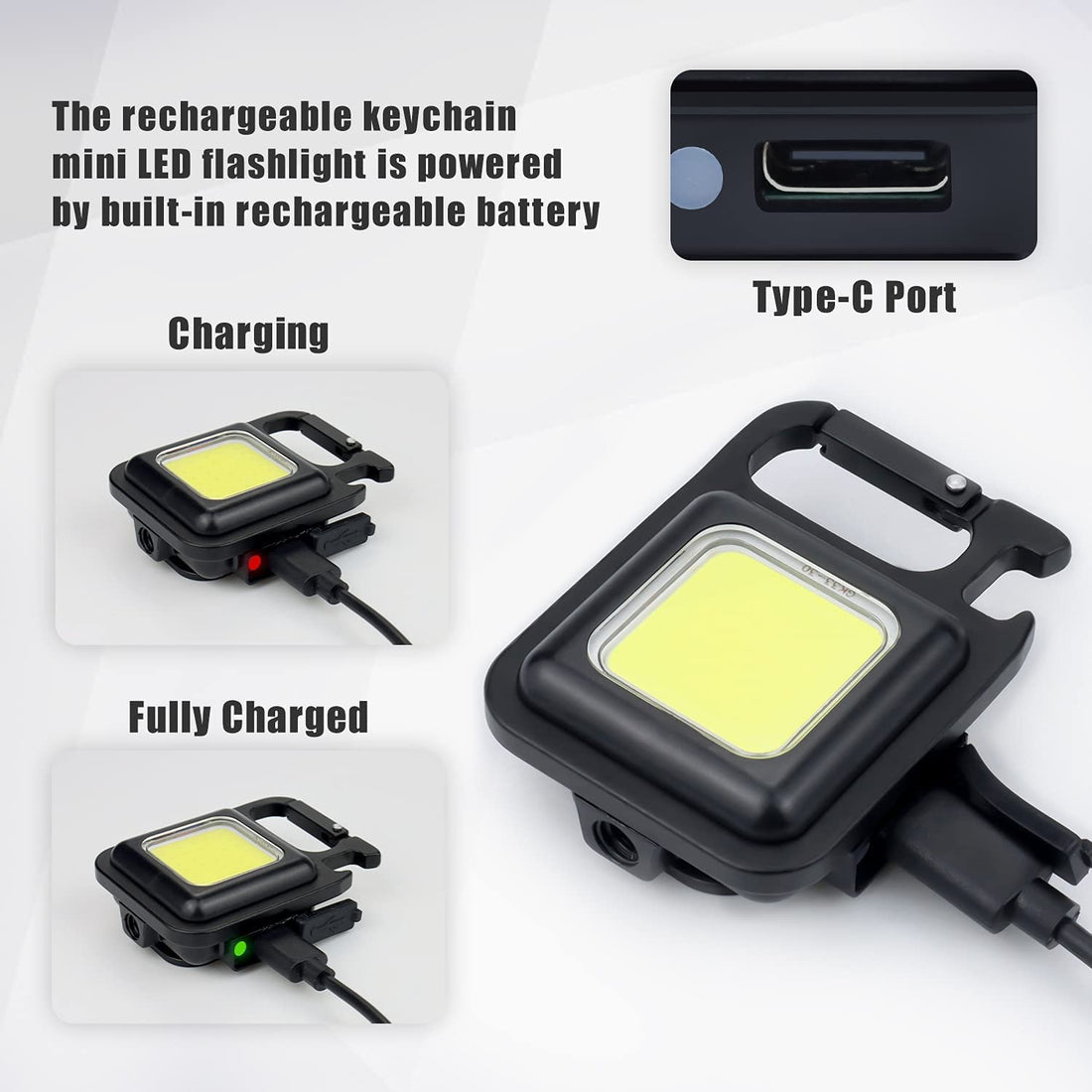 Portable COB LED Work Light USB Rechargeable Flashlight Magnetic Base Worklight Camping Light Pocket Emergency Light Mini Torch