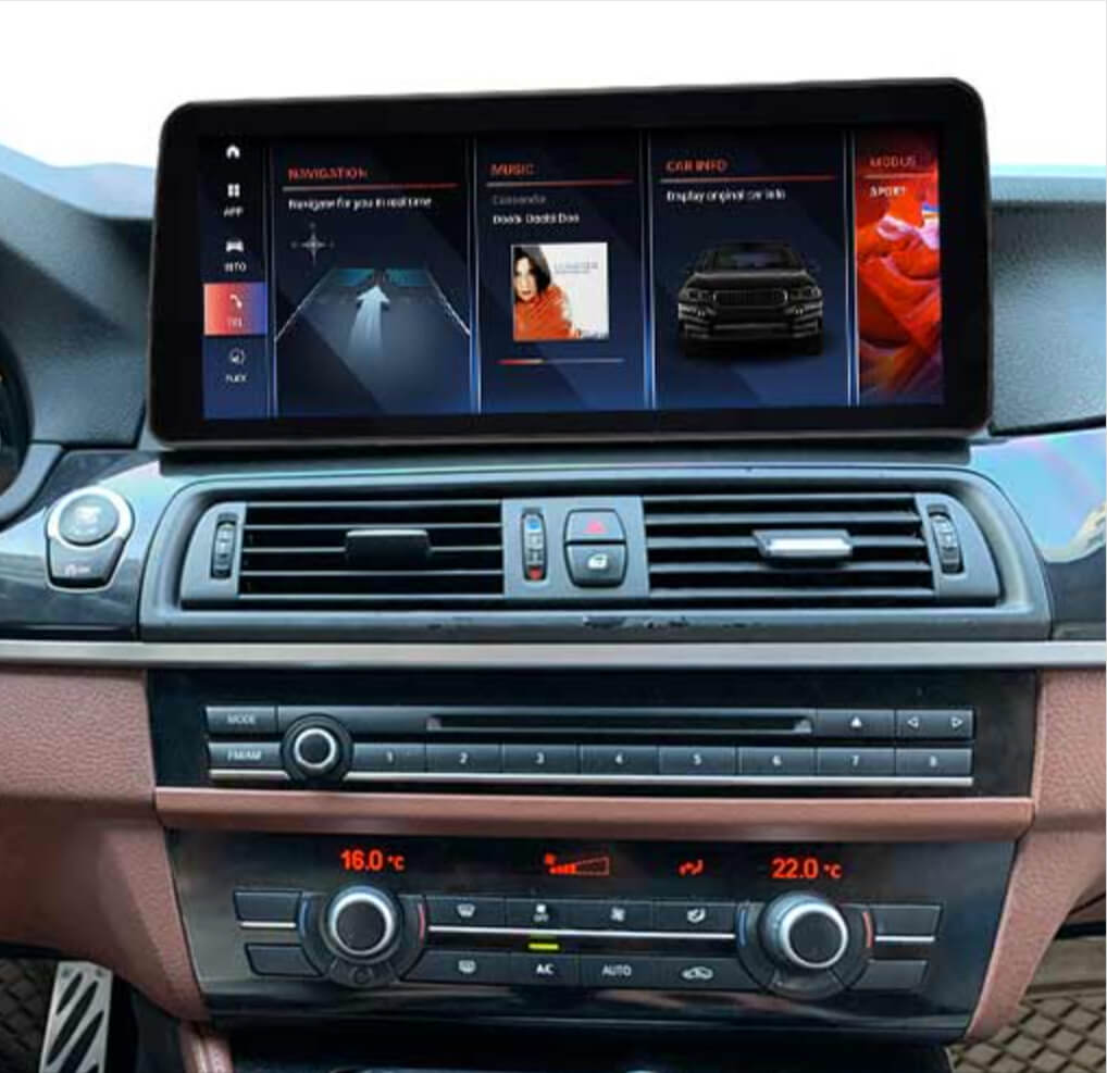 BMW 5 Series 2011-2017 (F10 F11) 12.3 inch touchscreen aftermarket screen upgrade Car stereo wireless CarPlay and wireless Android Auto
