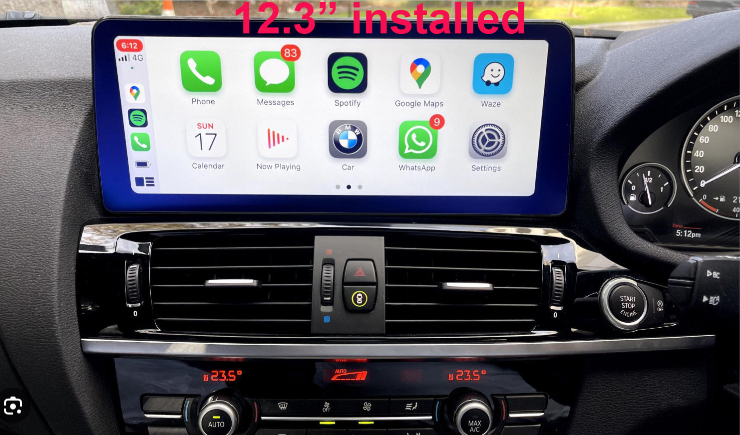 BMW x3 2011-2017 (F25) 12.3 inch aftermarket touchscreen upgrade stereo wireless CarPlay and wireless Android Auto