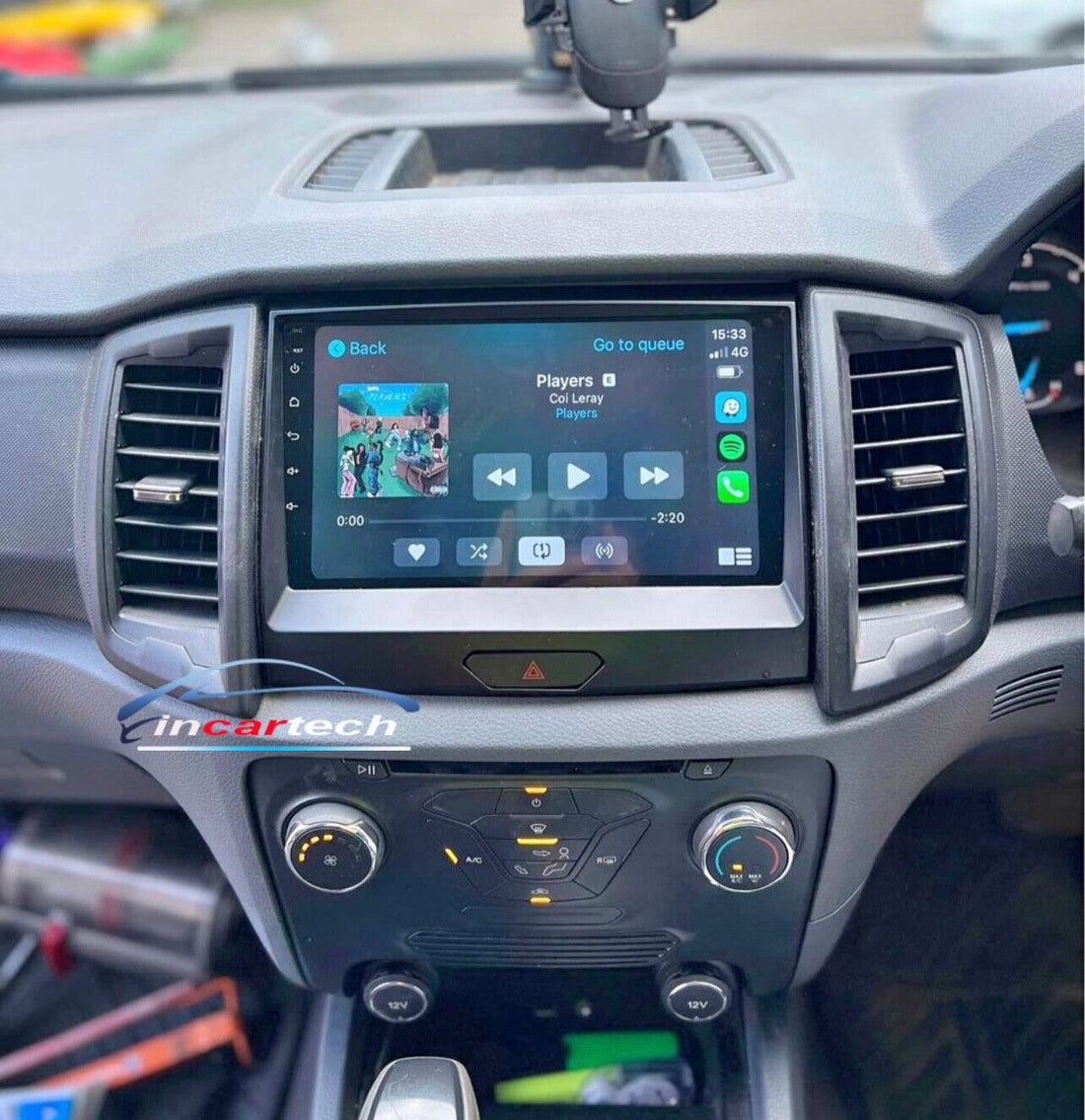 Ford Ranger 2015-2018 PX Apple CarPlay Android Auto Stereo Black Facia Radio