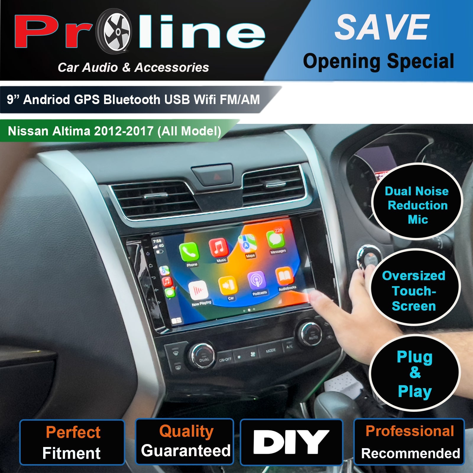 Nissan Altima 2013-2016 GPS Bluetooth Wireless Apple CarPlay Android Auto Stereo