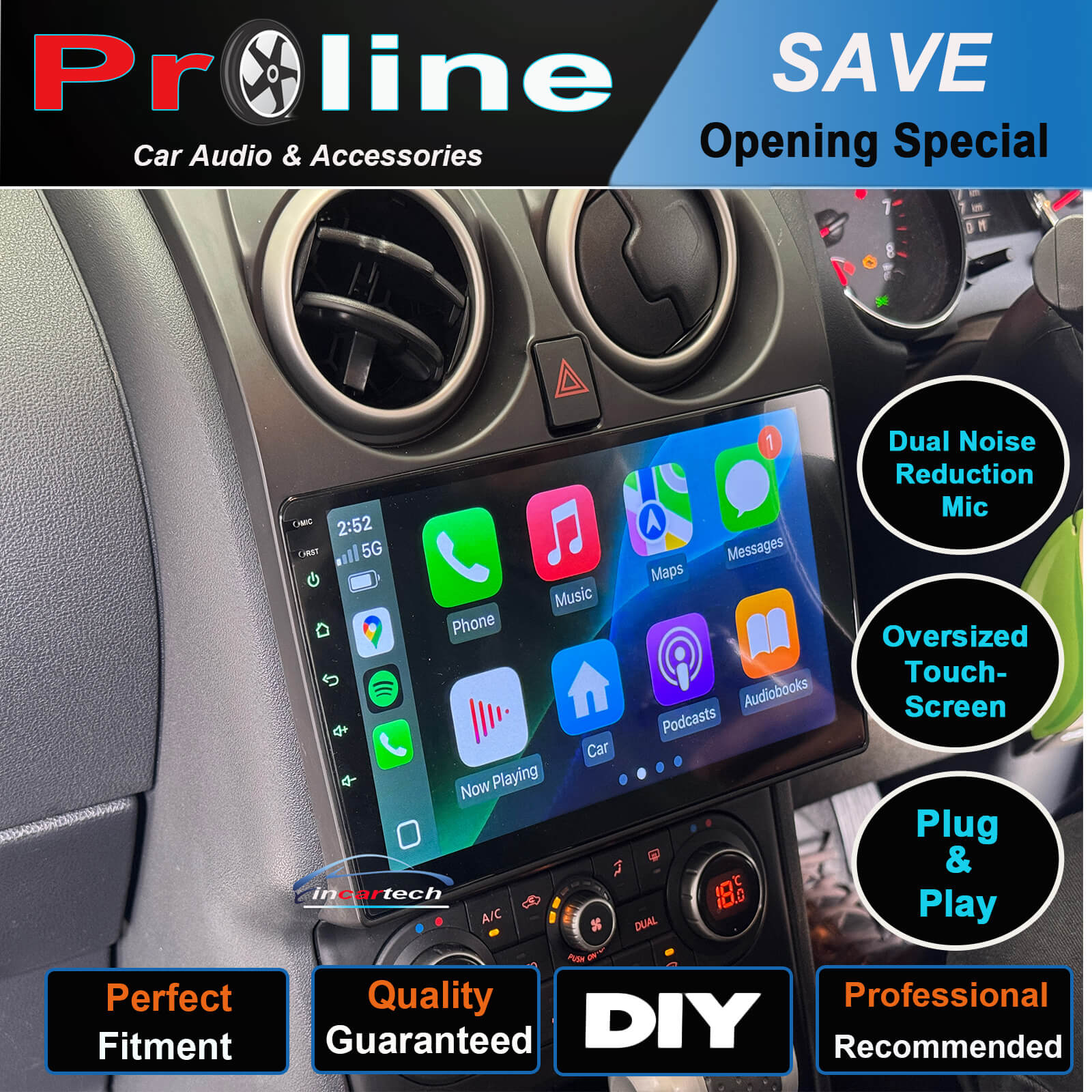 Nissan Dualis J10 2007-2013 Wireless Apple CarPlay Andriod Auto GPS Bluetooth Stereo