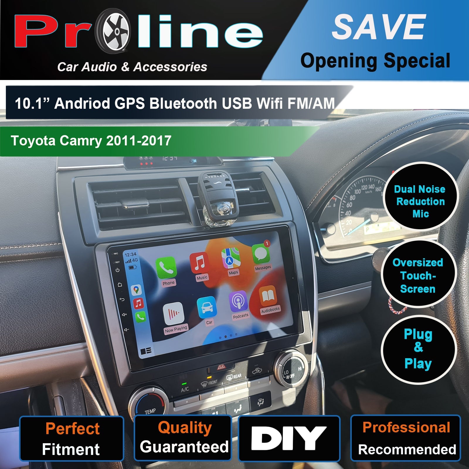 Toyota Camry 2011-2017 GPS Wireless Apple CarPlay Android Auto Stereo Radio