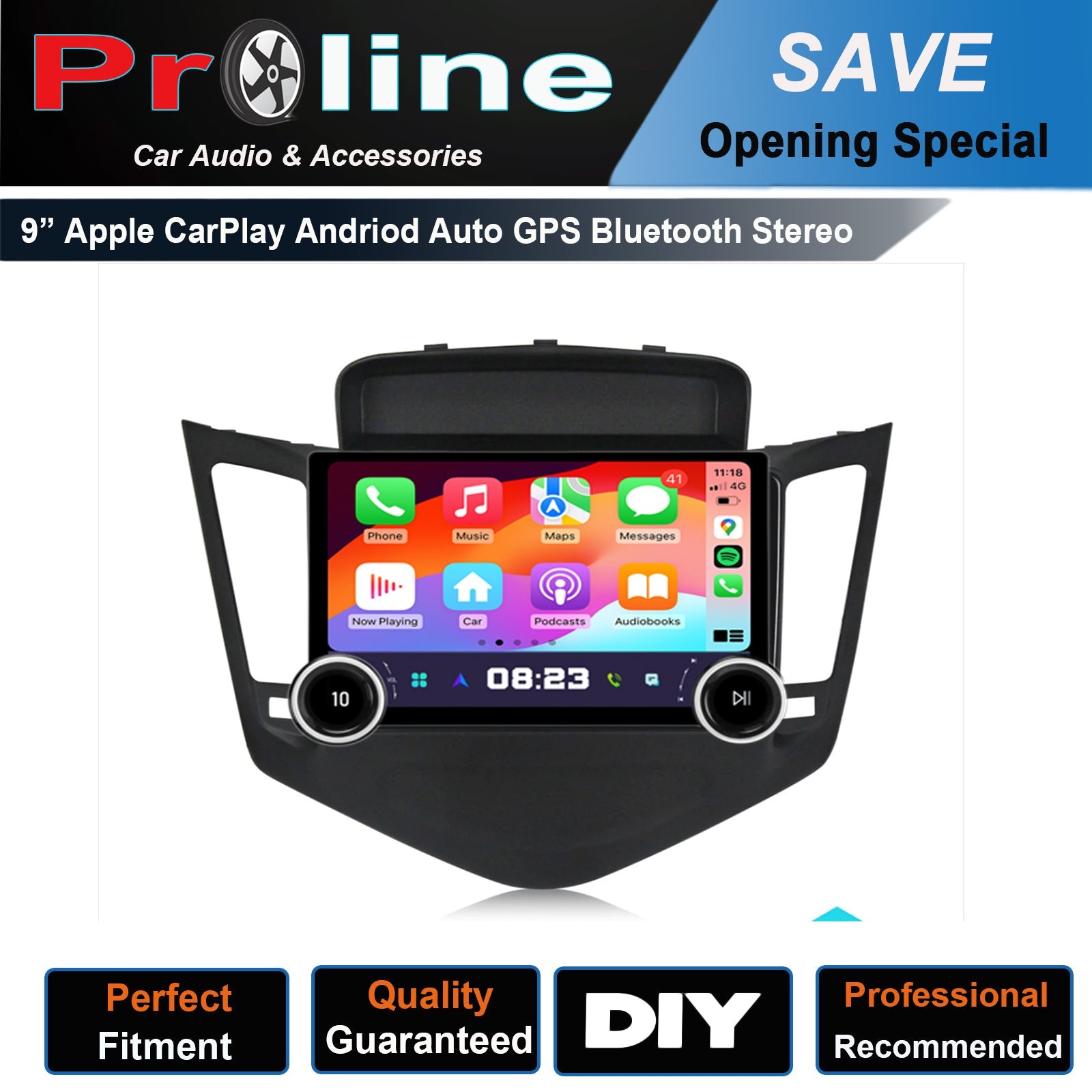 Holden Cruze 2009-2016 GPS 9 Dual Knob touchscreen Wireless CarPlay Android Auto stereo