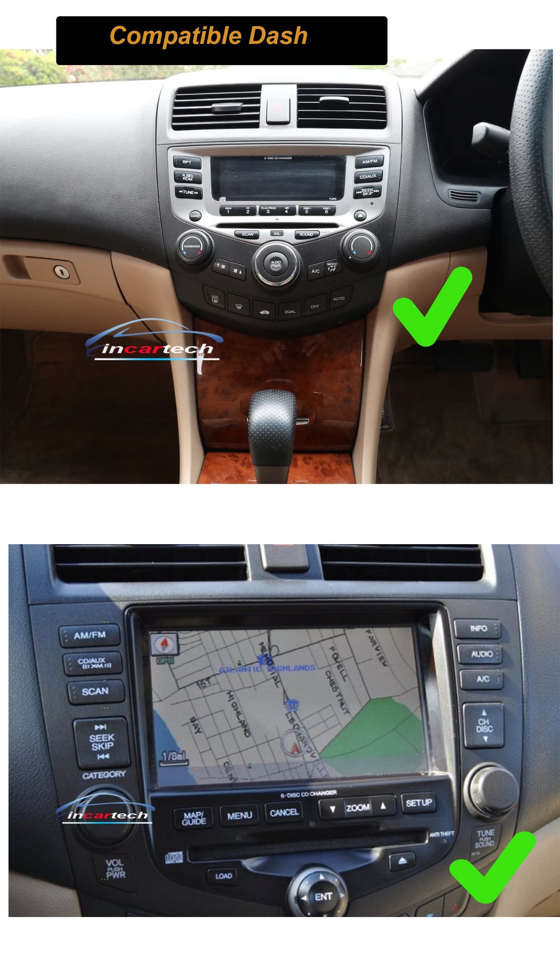 Honda Accord Euro 2003-2008 9 Touchscreen GPS wireless CarPlay Android Auto HeadUnit screen