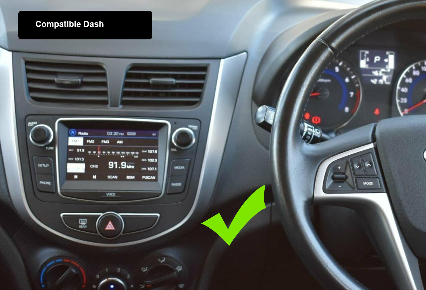 Hyundai Accent 2011-2019 GPS Bluetooth HF Music Strem Apple CarPlay Android Auto USB