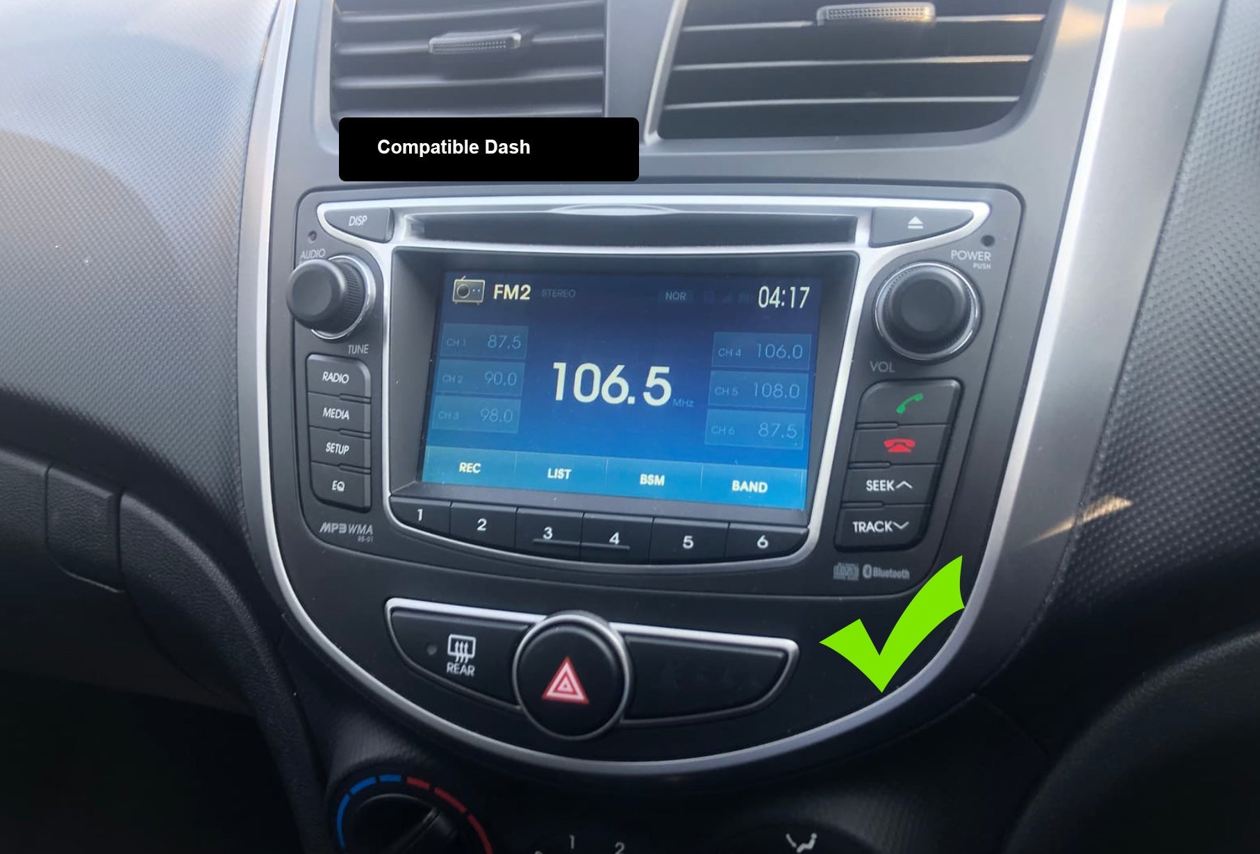 Hyundai Accent 2011-2019 GPS Bluetooth HF Music Strem Apple CarPlay Android Auto USB