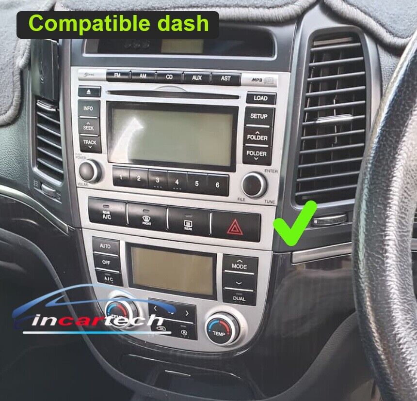 Hyundai Santa Fe 2008-2012 GPS BT wireless Apple CarPlay Android Auto USB Stereo 9"
