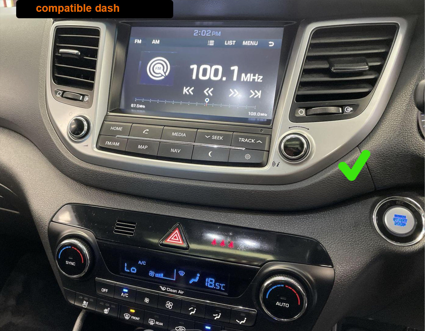 Hyundai Tucson 2015-2018 wireless apple carplay android auto GPS Bluetooth Stereo