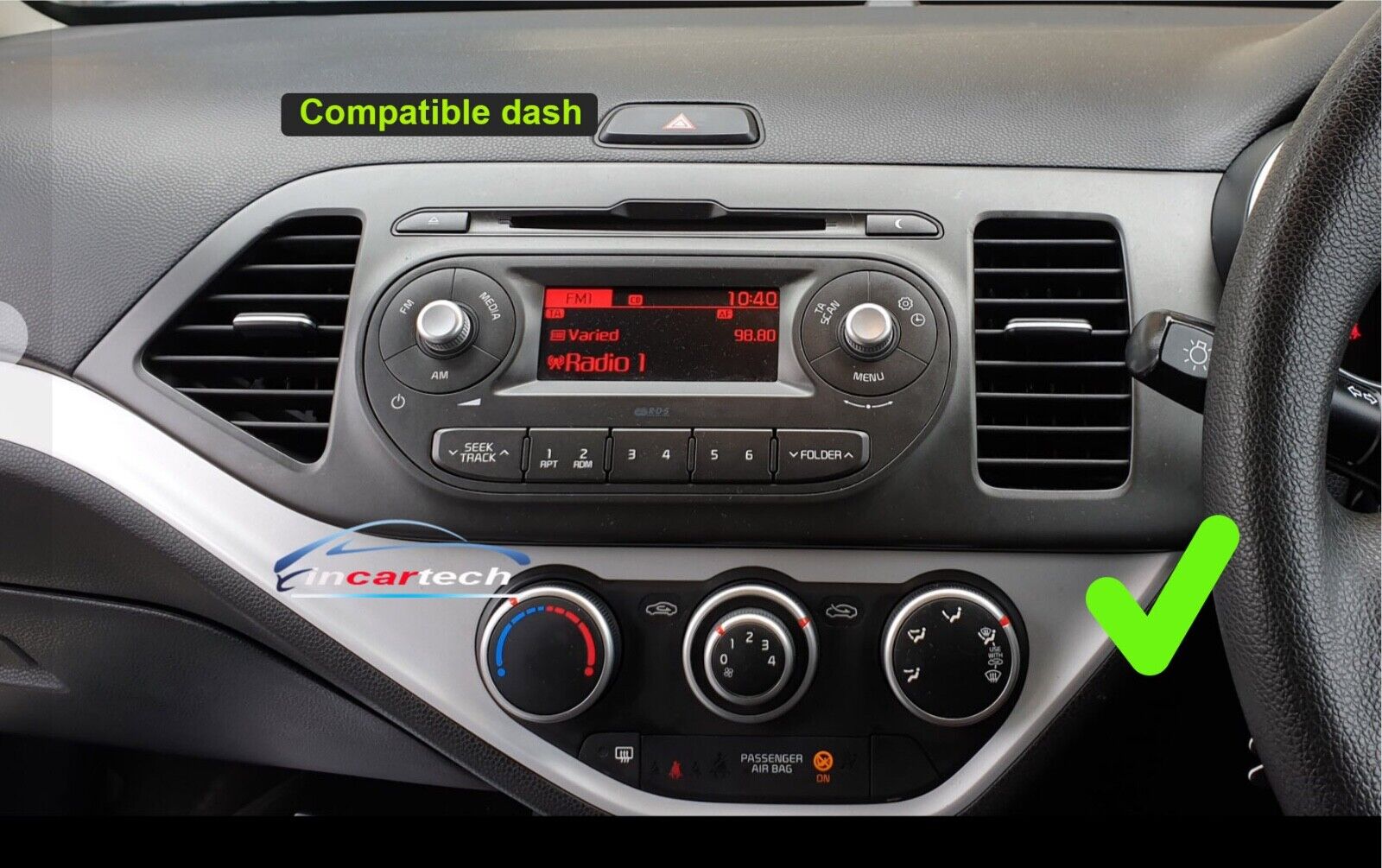 Kia Picanto 2011-2017 Wireless Apple CarPlay Android Auto GPS Stereo Radio SatNav