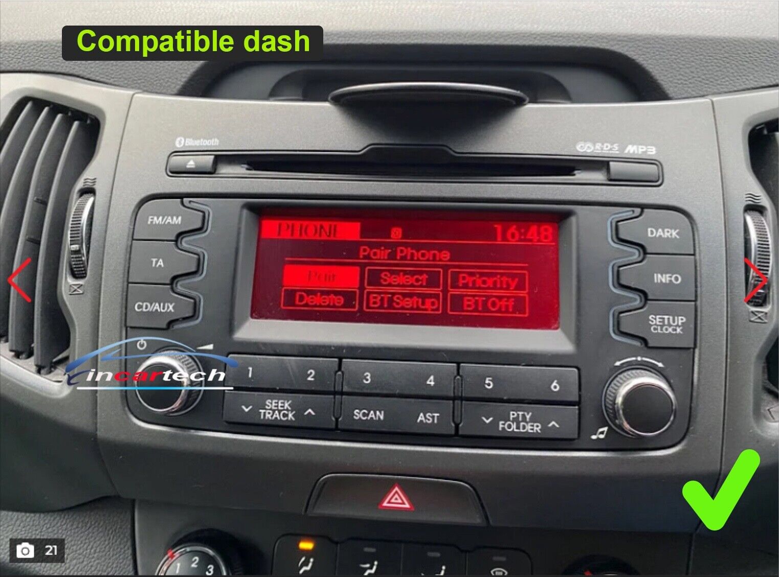 Kia Sportage 2010-2015 Wireless Apple CarPlay Android auto GPS Bluetooth Stereo