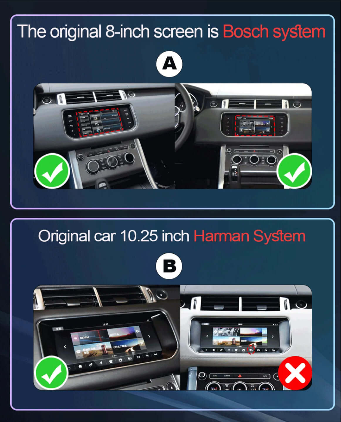 Land Rover Ranger Rover Sport 2013-2018 10.25 inch touchscreen aftermarket upgrade Car stereo wireless CarPlay and wireless Android Auto