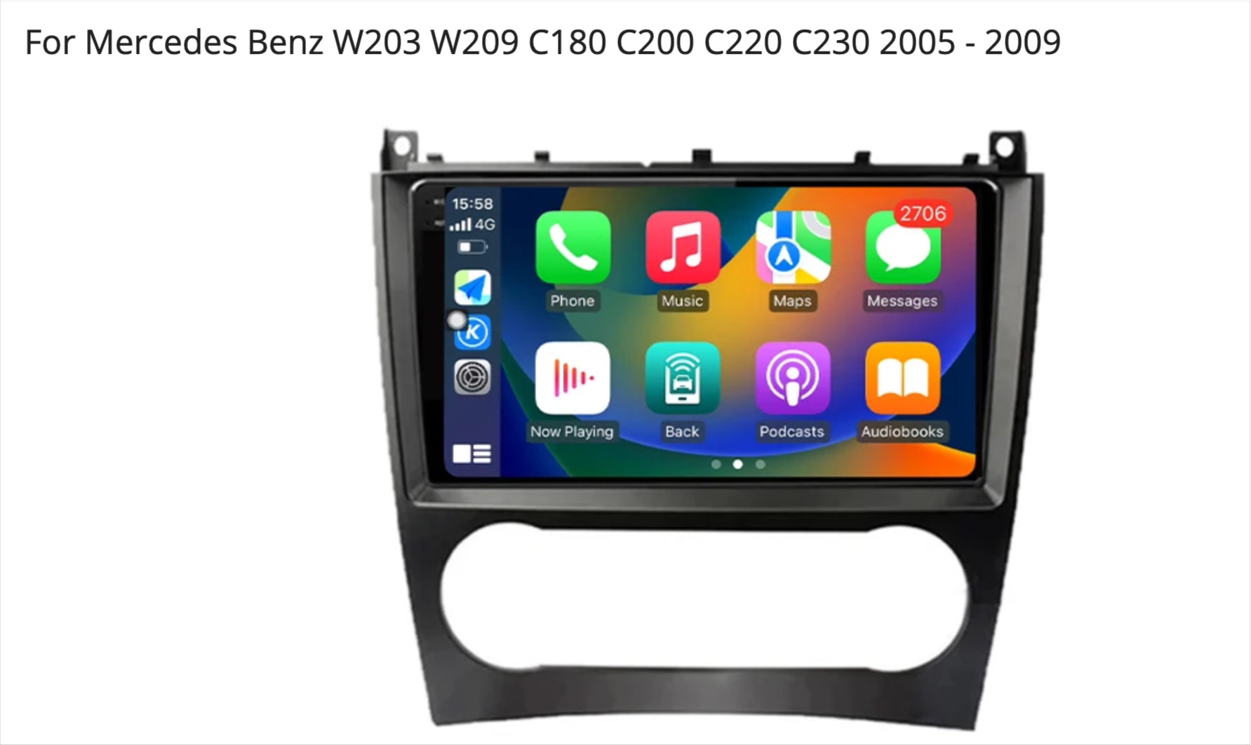 Mercedes Benz C-Class W203 2004-2006 9 inch touchscreen aftermarket screen upgrade Car stereo wireless CarPlay and wireless Android Auto