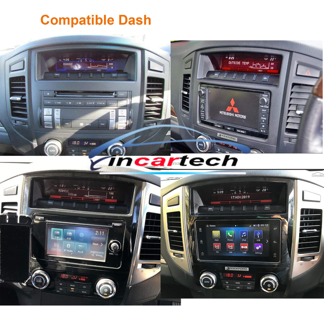 Mitsubishi Pajero 2006-2019 12.1 Tesla Style GPS Bluetooth Stereo Wireless Apple CarPlay Android Auto Headunit