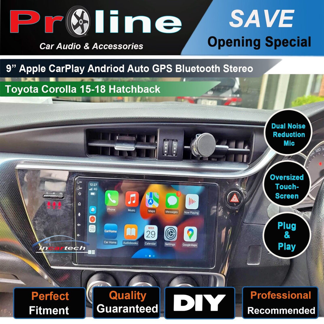 Toyota Corolla Hatchback 2015-2018 Stereo GPS Wireless Apple CarPlay Android Auto