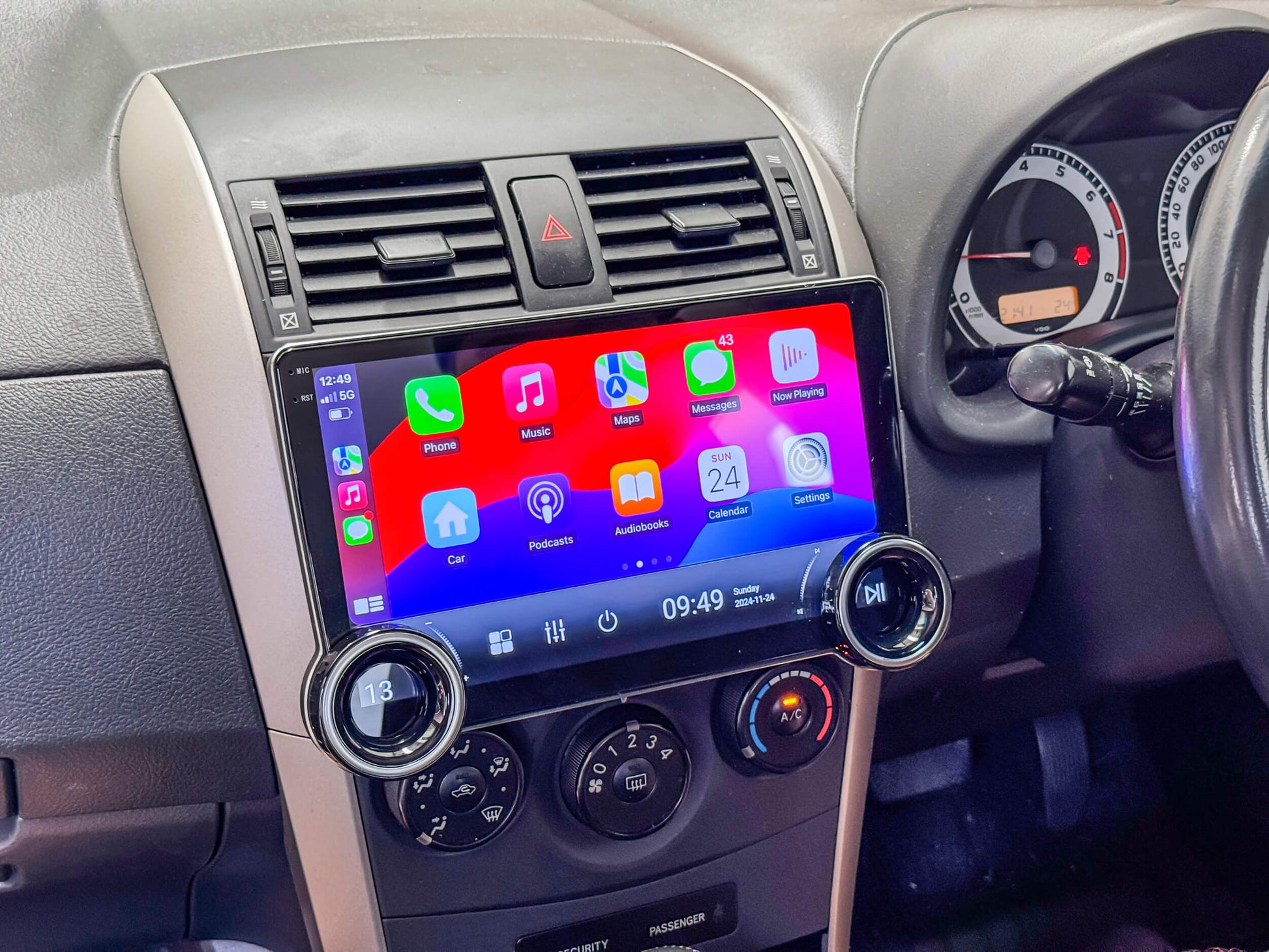 Toyota Corolla Sedan 2008-2012 10.1 inch with Dual Knob Control GPS Bluetooth USB Apple CarPlay Android Auto 
