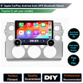 9-inch car multimedia player with Apple CarPlay and Android Auto compatibility, featuring dual noise reduction microphones, touchscreen, and buttons for control.