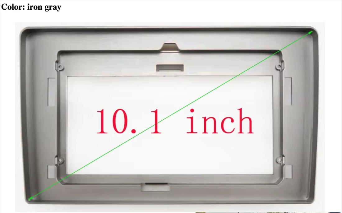A 10.1 inch iron gray stereo facia frame suitable for Toyota Hiace 2005-2019 vehicles.