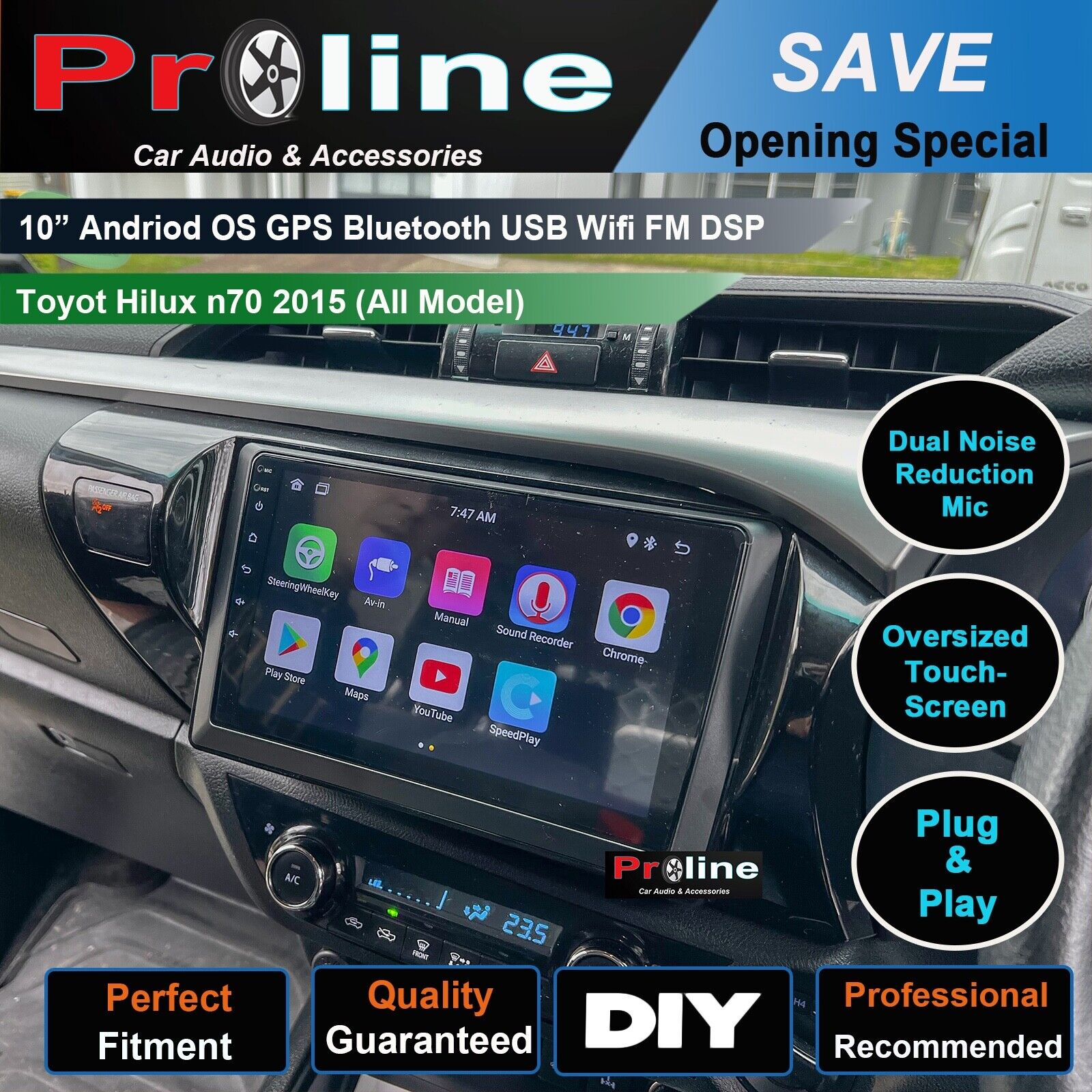 Toyota Hilux 2015+ GPS Wireless Apple CarPlay Stereo GPS Camera Android Auto