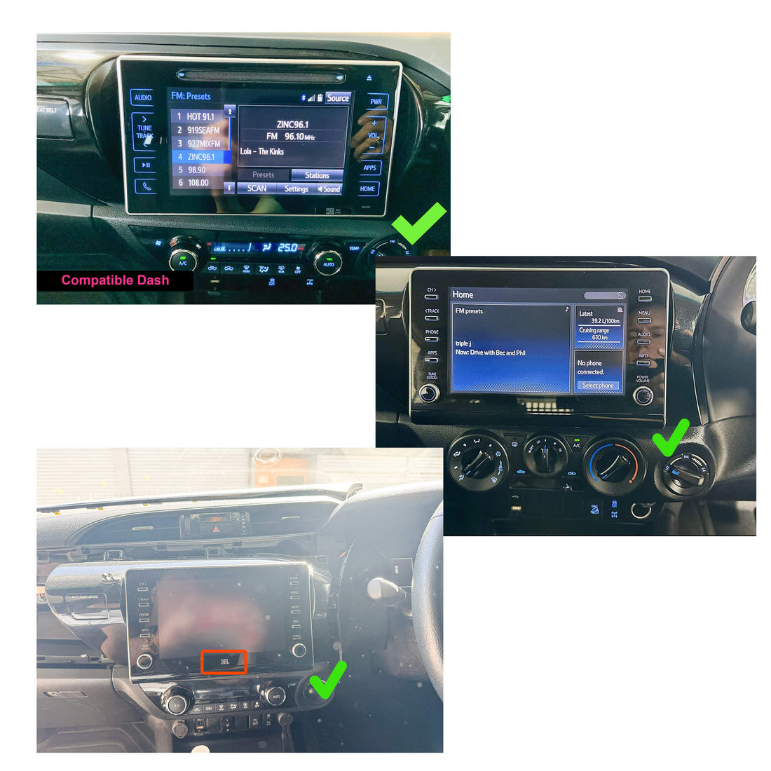 A 13.3 inch touchscreen car stereo system installed in a vehicle's dashboard, displaying a colorful interface with icons for Apple Carplay and Android Auto features.