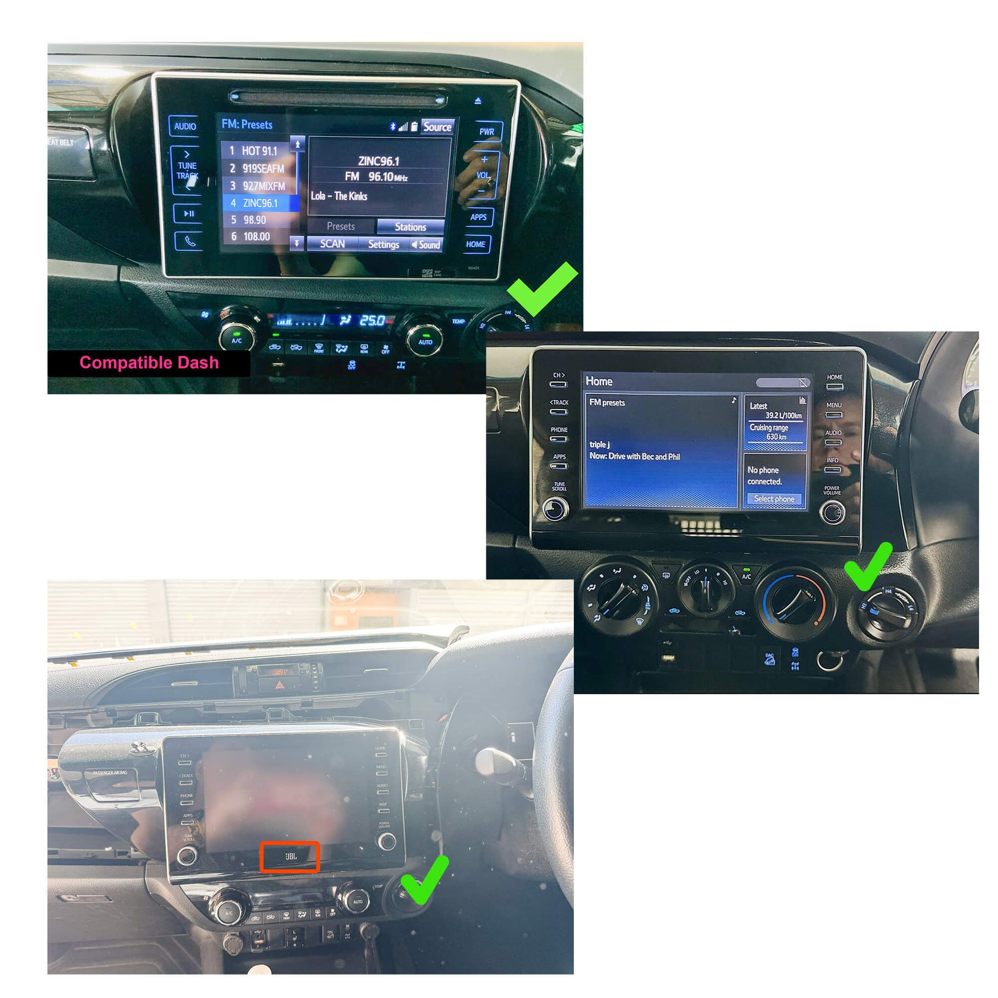 Toyota Hilux Workmate SR5 SR Workmate 13.3 inch 2015-2024 GPS Wireless Apple CarPlay Stereo GPS SatNav Android Auto