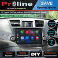 10-inch Apple CarPlay Android Auto GPS Bluetooth Stereo for Toyota Kluger 2008-2015, featuring dual noise reduction mic, oversized touch screen, and plug & play installation.