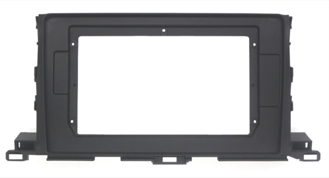 Black double din facia kit for Toyota Kluger 2015-2021 suitable for both 10 inch Android and 7 inch standard Double Din headunits.