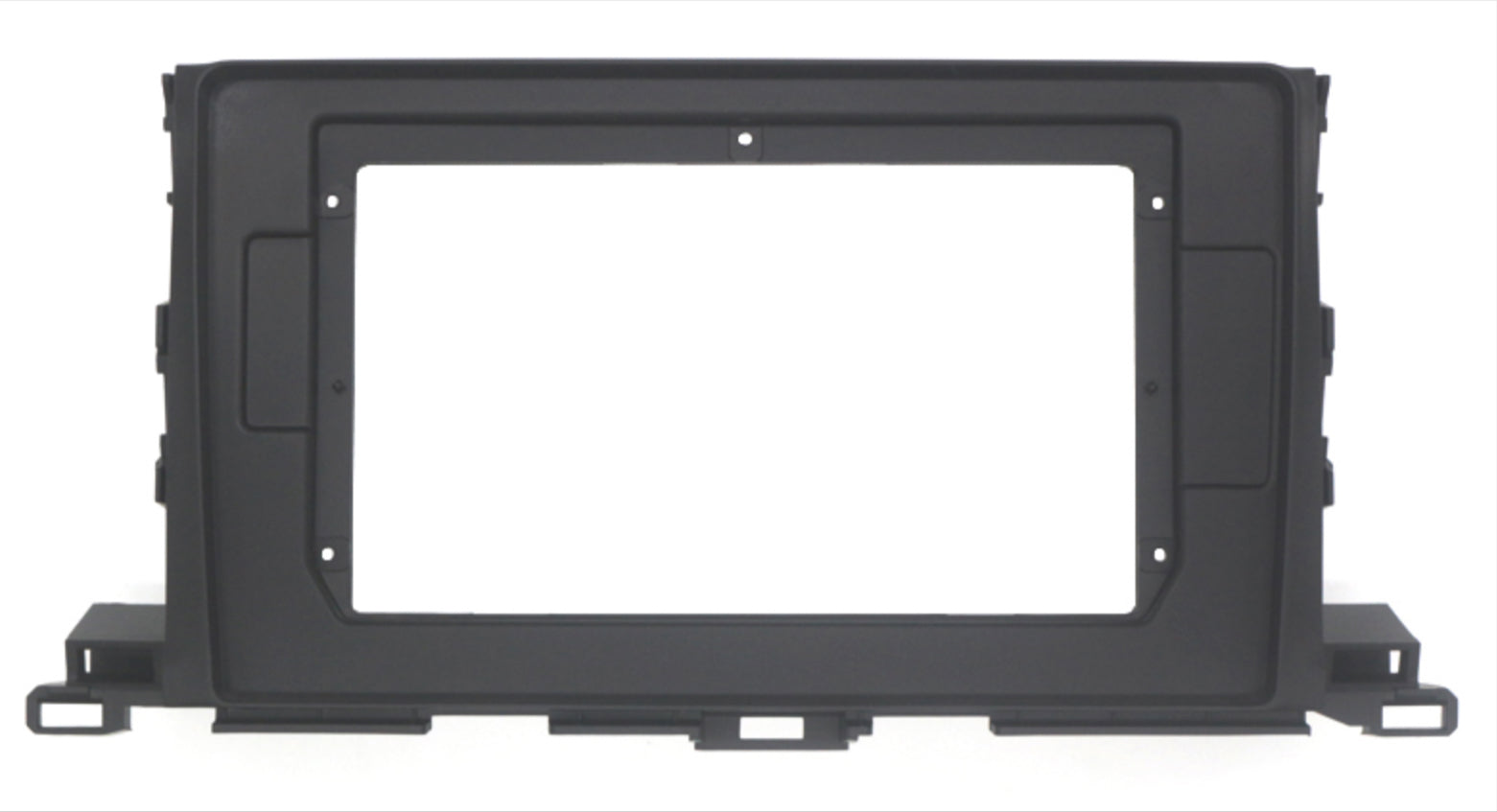 Black double din facia kit for Toyota Kluger 2015-2021 suitable for both 10 inch Android and 7 inch standard Double Din headunits.