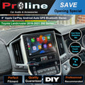 9-inch Apple CarPlay Android Auto GPS Stereo for Toyota Landcruiser 2016-2021 200 Series, featuring dual noise reduction mic, oversized touch screen, and plug & play installation.