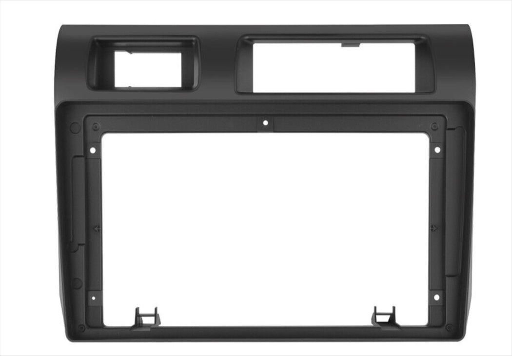 Black double din stereo facia kit for Toyota Landcruiser 70 76 78 79 Series dashboard.
