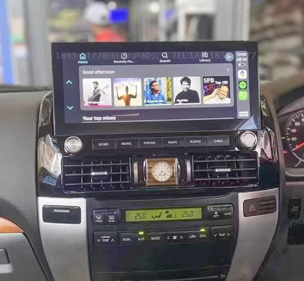 Toyota Prado 120 Series 03-09 12.3 Horizontal Screen Wireless Apple CarPlay Android Auto Stereo Tesla style
