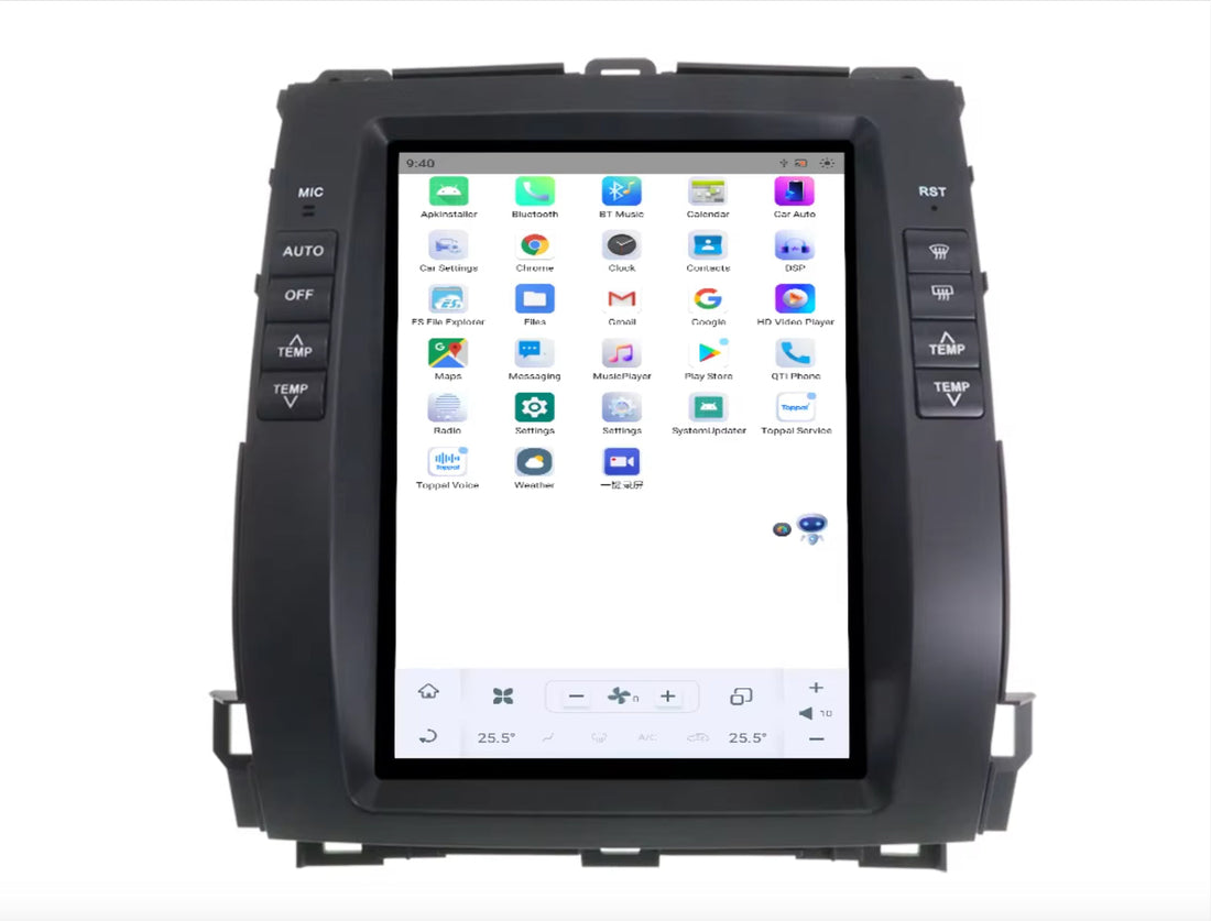 Toyota Prado 120 Series 03-09 10.4 Vertical Screen Wireless Apple CarPlay Android Auto Stereo Tesla style