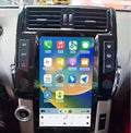 A 13.6 touchscreen wireless stereo system installed in a vehicle's dashboard, displaying a colorful interface with various app icons, climate control, and media icons visible.
