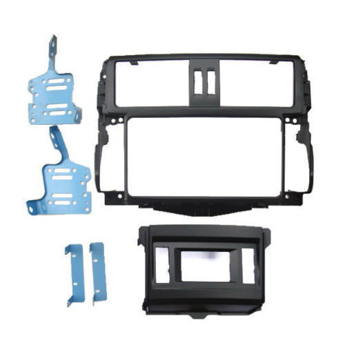 Double Din facia kit for Toyota Prado 150 GXL / VX series, including a metal bracket for dashboard mounting, with an indication to retain a small screen.