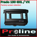 A black dashboard mount for a Toyota Prado 150 series car audio system, labeled with 'Proline Car Audio & Accessories'.
