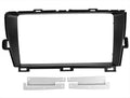 A black double din stereo facia kit suitable for Toyota Prius 2009-2015 with mounting brackets.