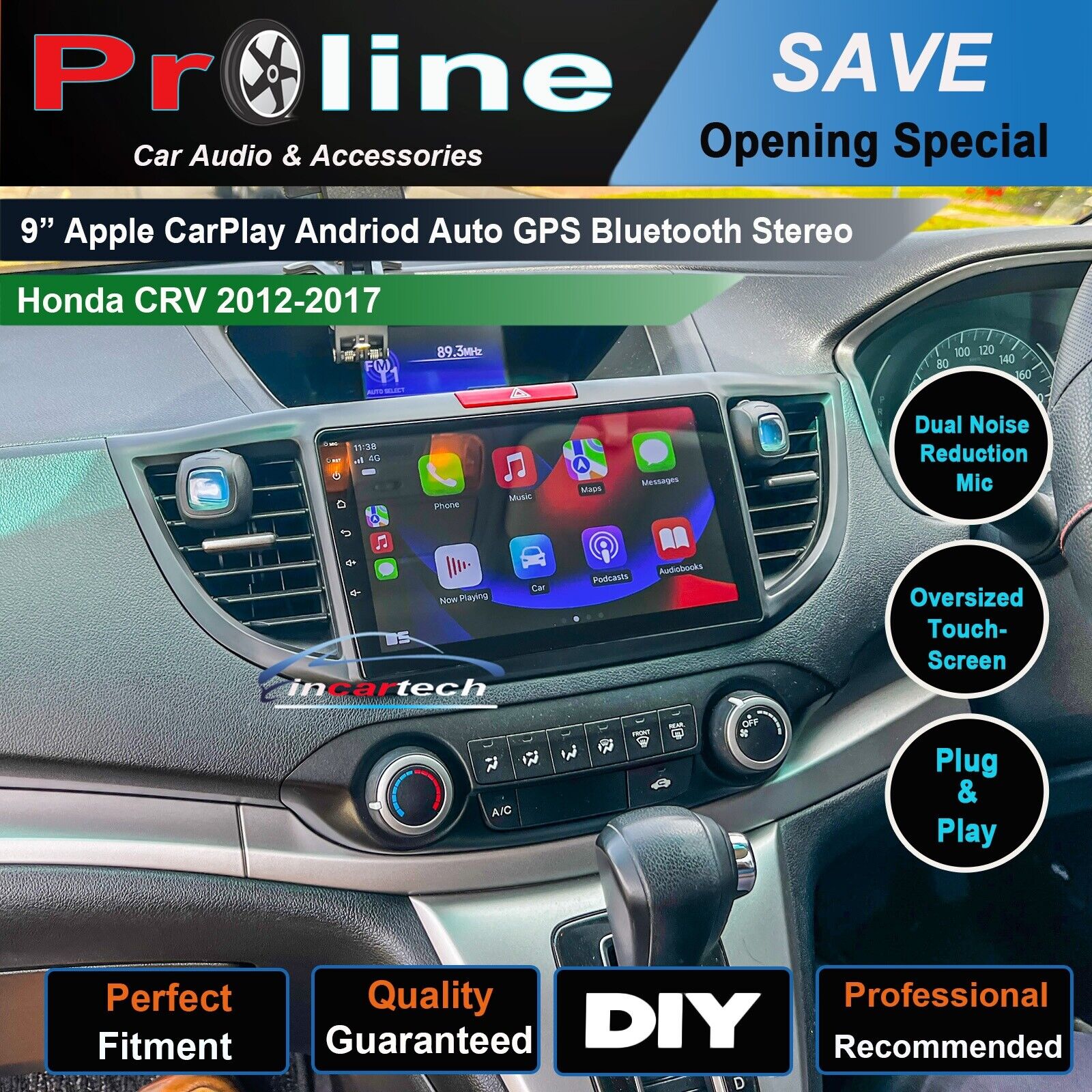 Honda CRV 2012-2017 VTi-S VTi-L 9 touchscreen Wireless CarPlay Android Auto GPS Radio Stereo