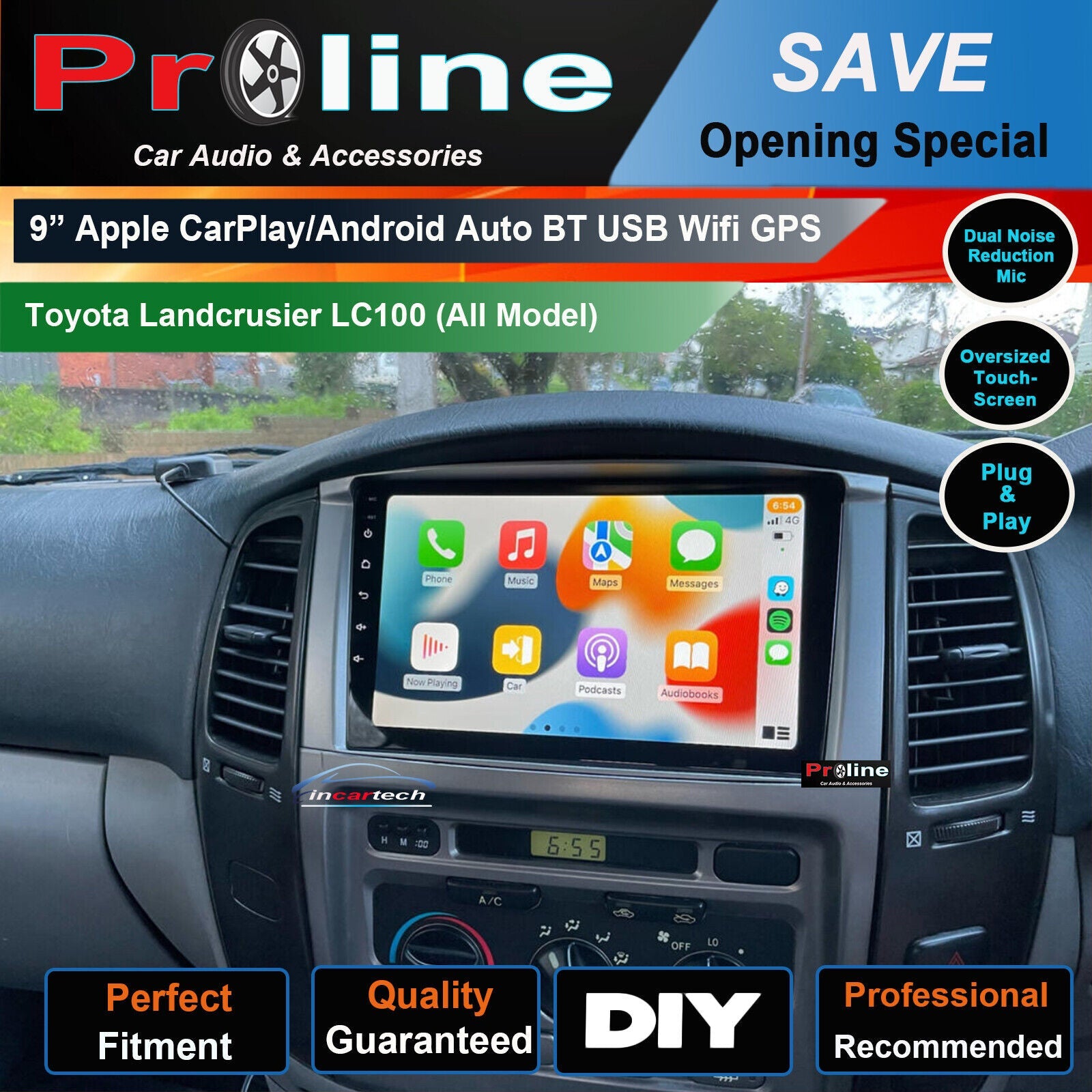 Toyota Landcruiser 1999-2006 100 Series LC100 LC105 GPS Bluetooth Apple CarPlay Android Auto