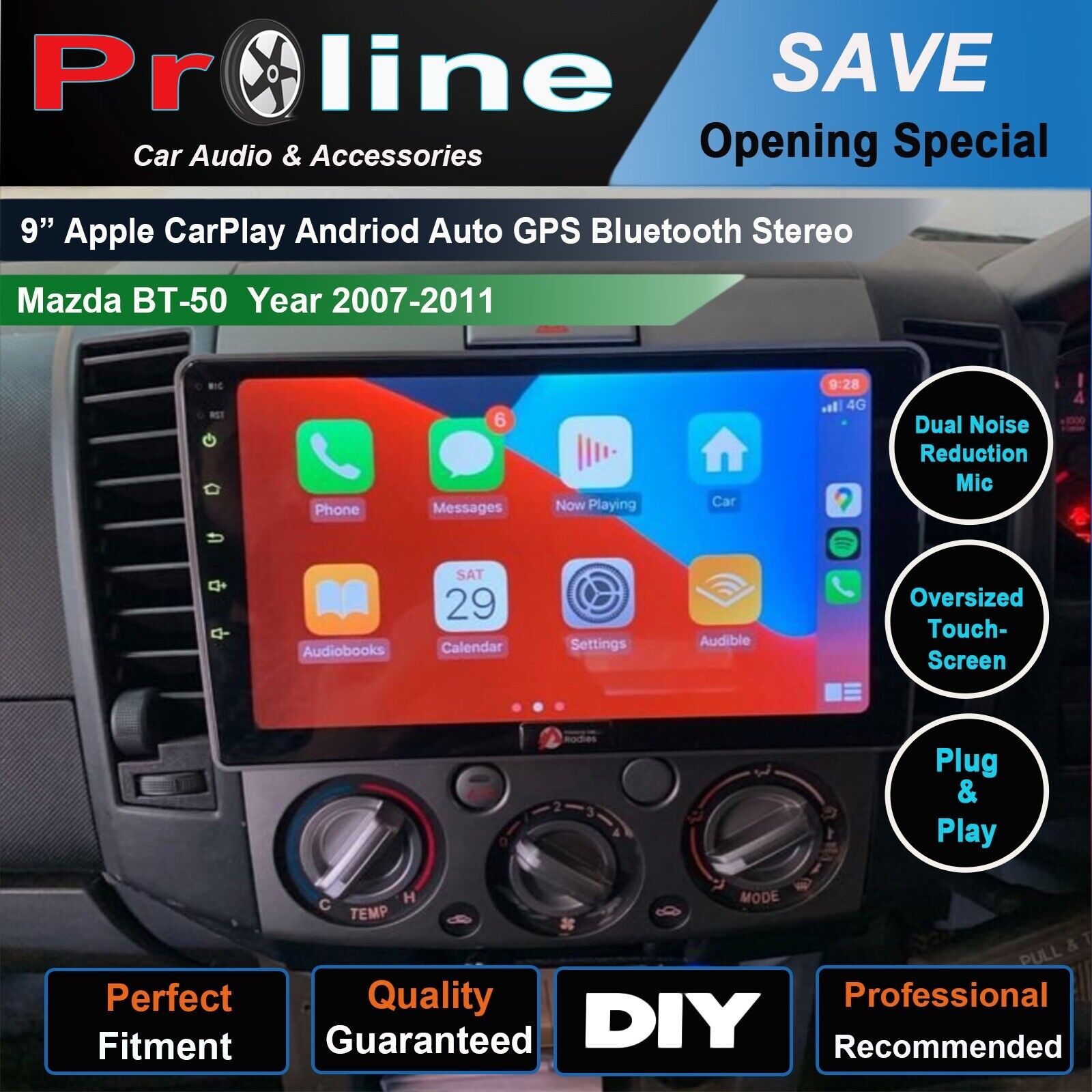 Mazda Bt50 2007-2011 Wireless Apple Carplay Android auto GPS Bluetooth Stereo 4wd Camera SatNav