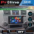 7-inch Apple CarPlay Android Auto GPS Bluetooth Stereo for Toyota Kluger 2008-2015, with dual noise reduction mic, oversized touch screen, and plug & play installation.