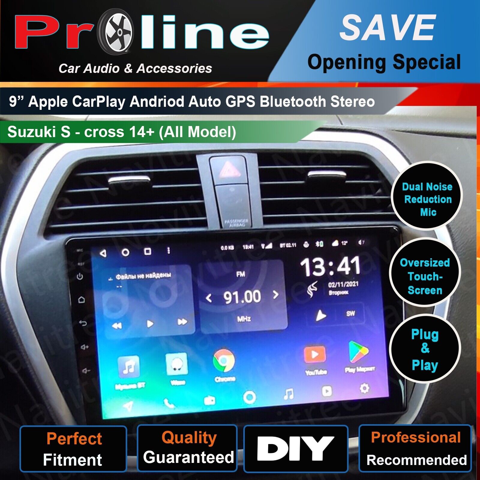 Suzuki S-Cross 2014-2021 Wireless Apple Carplay Android Auto GPS SatNav Radio Stereo