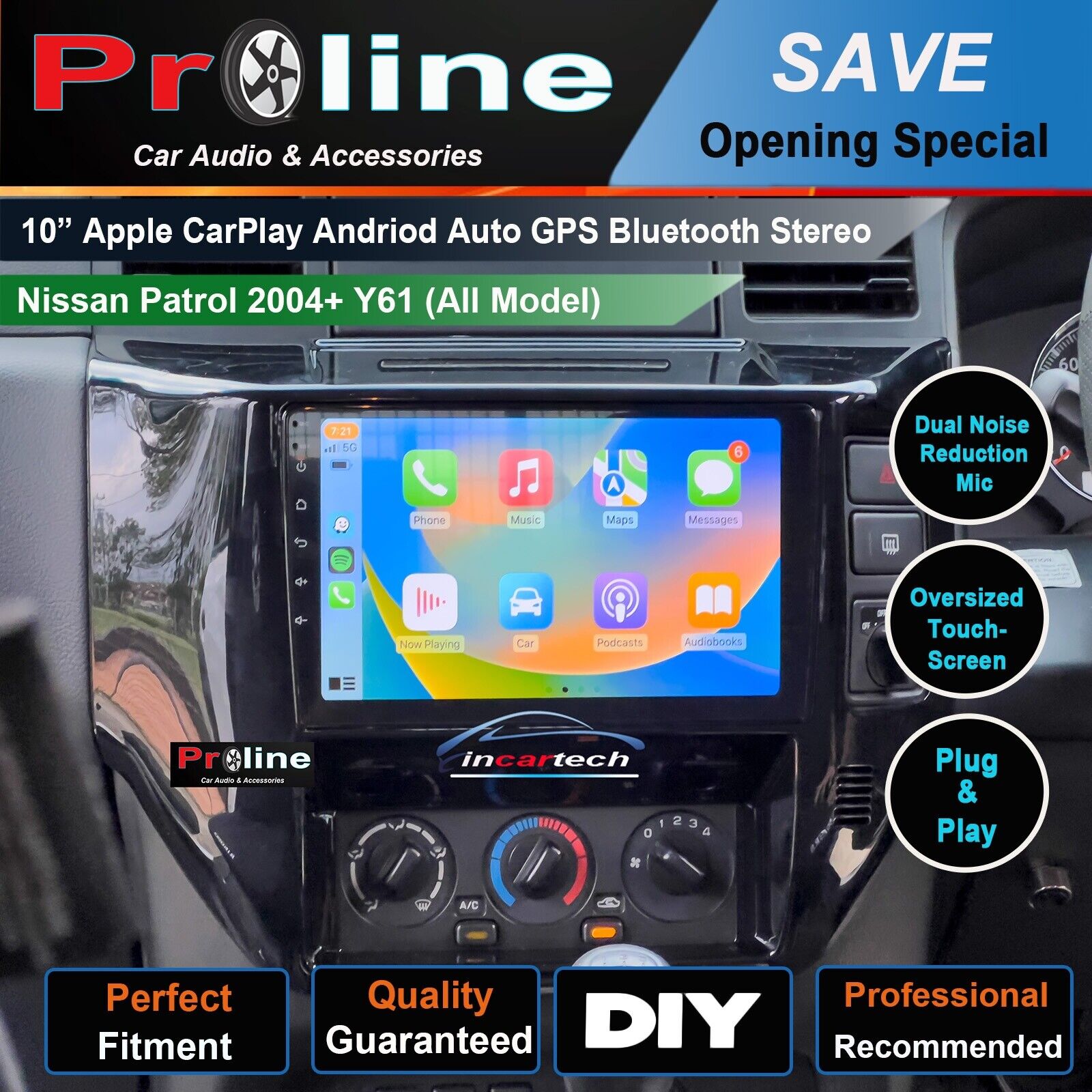 Nissan Patrol 2004-2015 Y61 GPS Bluetooth Wireless Apple Carplay Android Camera Stereo