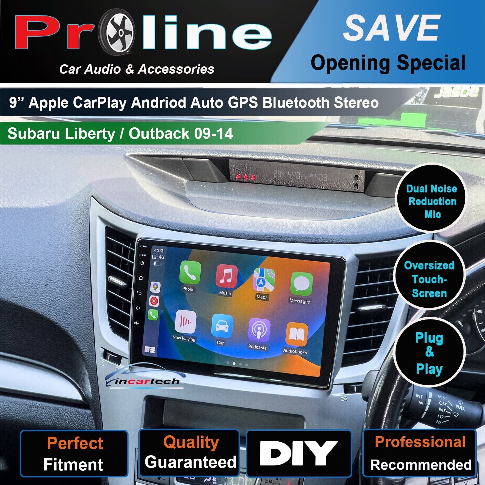 Subaru Liberty 2009-2014 Wirelss Apple Carplay Android Auto GPS stereo Bluetooth radio