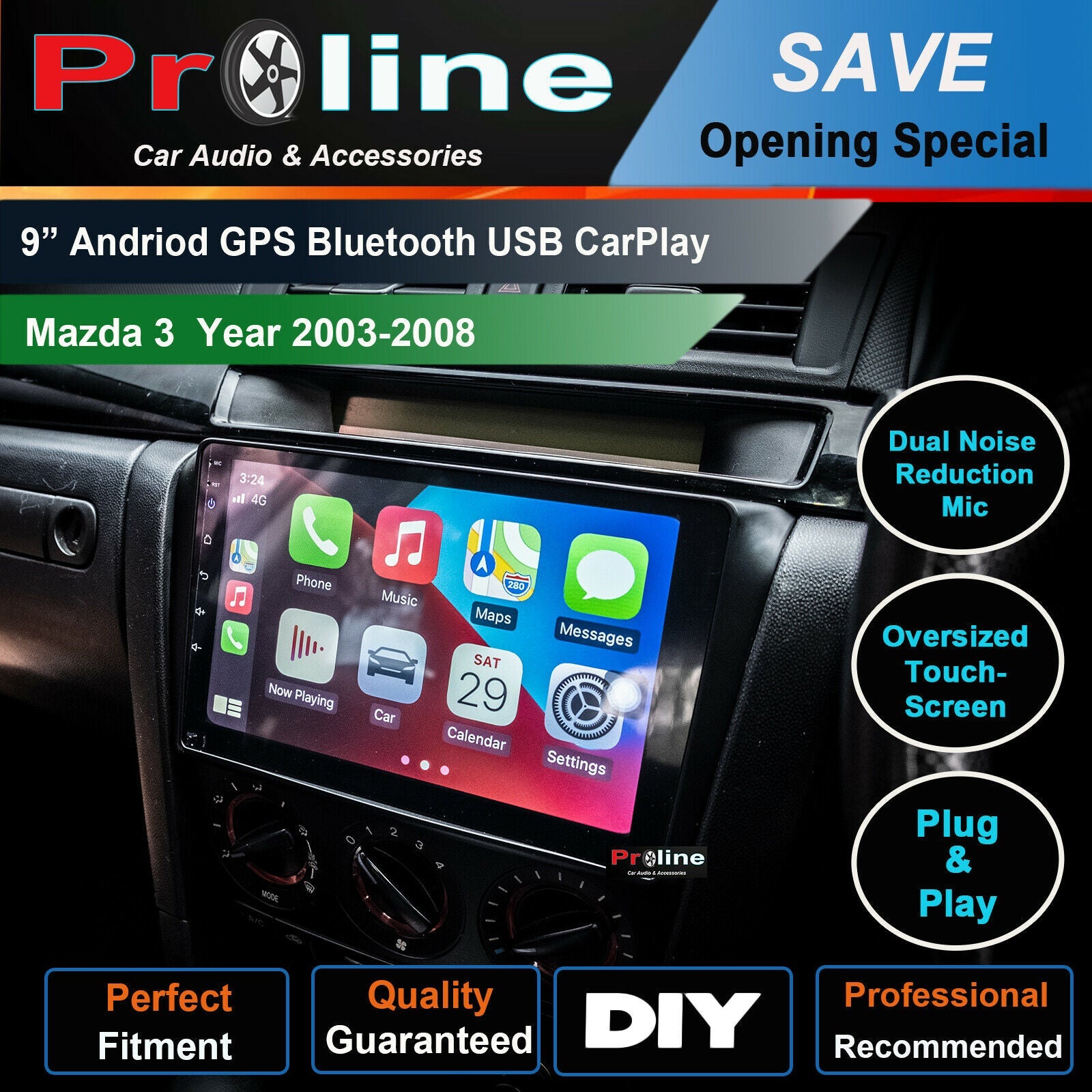 Mazda 3 2003-2008 GPS Bluetooth Apple CarPlay Android Auto USB Support SP23 Bose