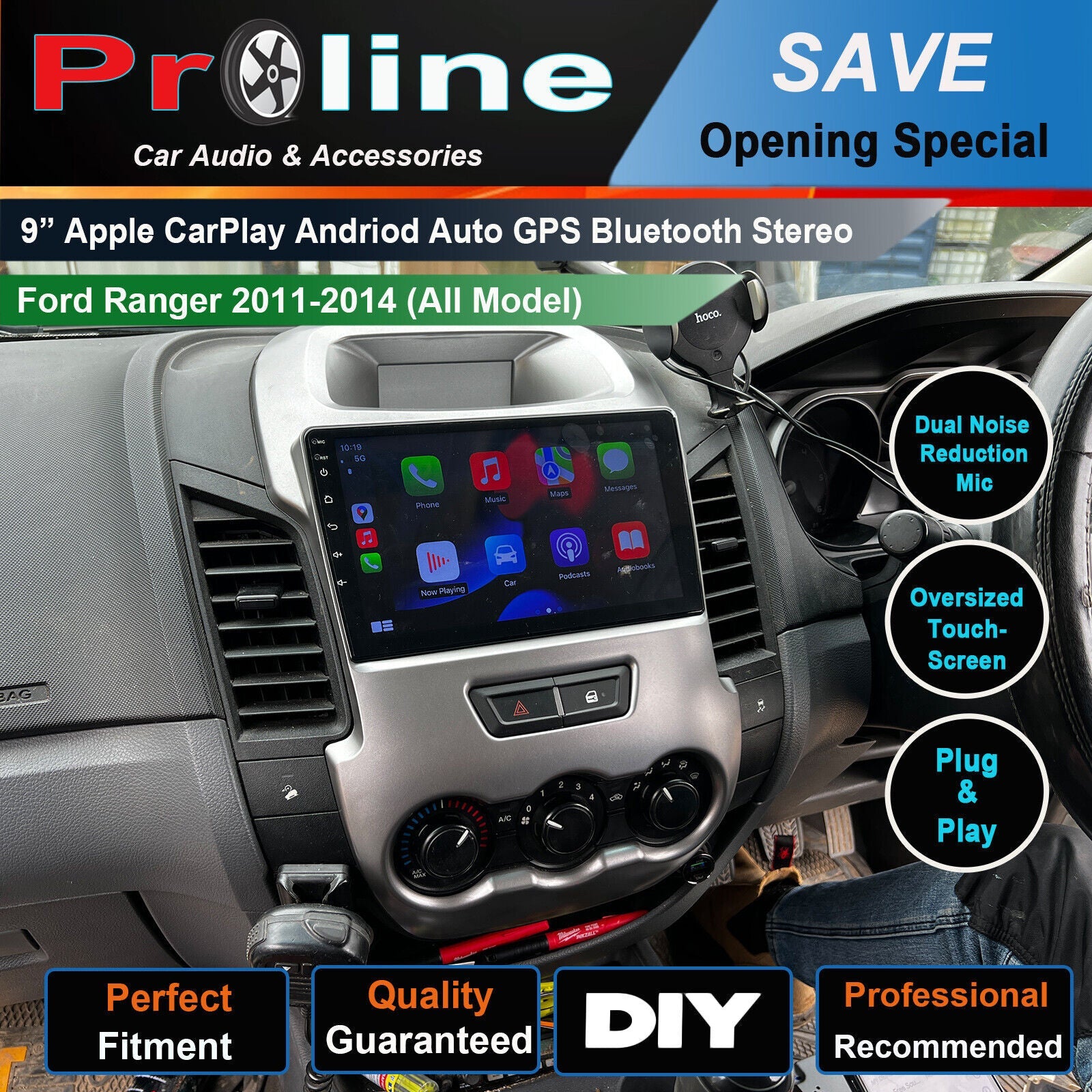 Ford Ranger PX T6 MK1 2011-2014 Stereo GPS Bluetooth USB Wireless Apple CarPlay
