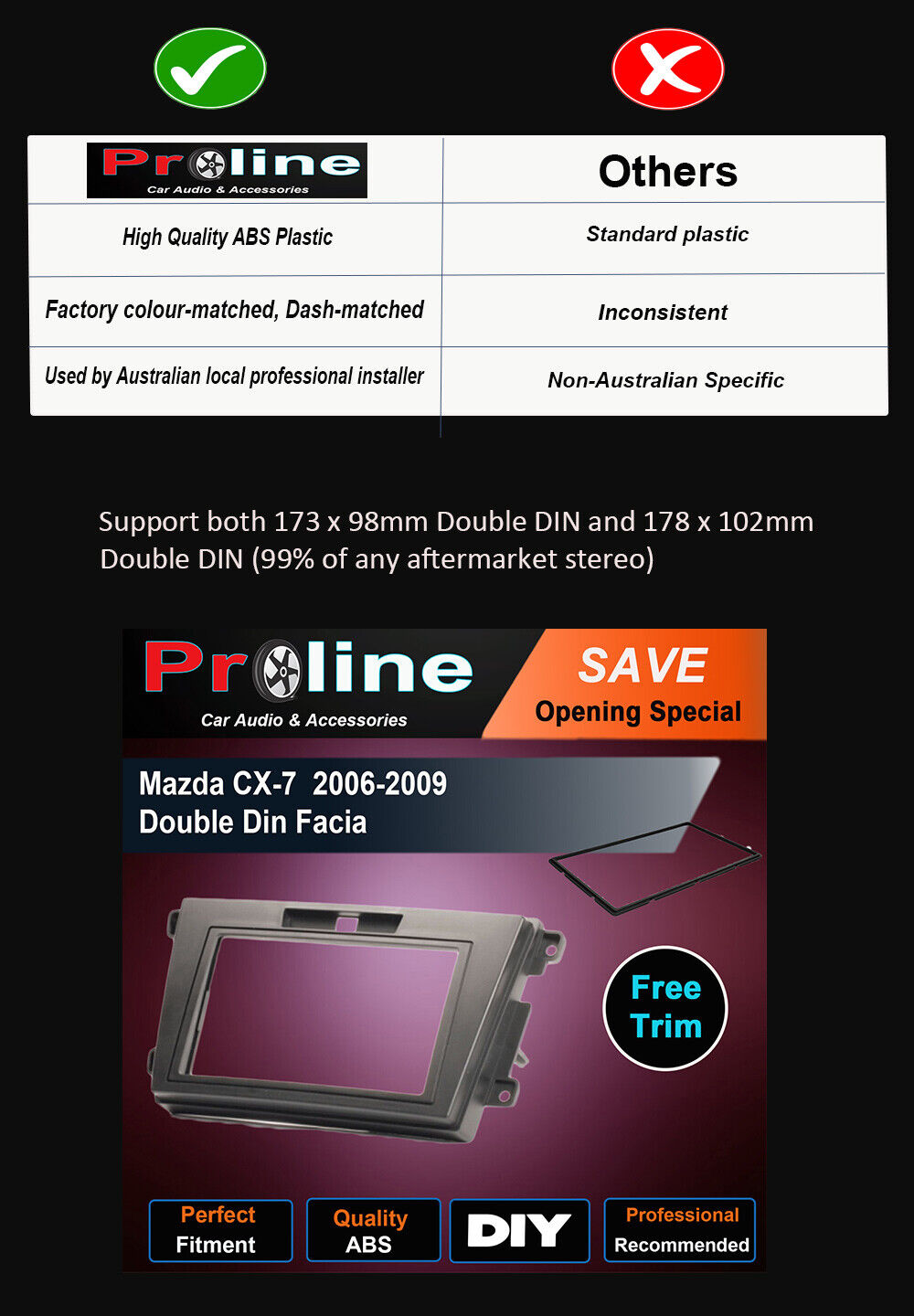 MAZDA CX7 2006-2009 ER DOUBLE 2 DIN stereo radio facia Fascia Dash kit Panel
